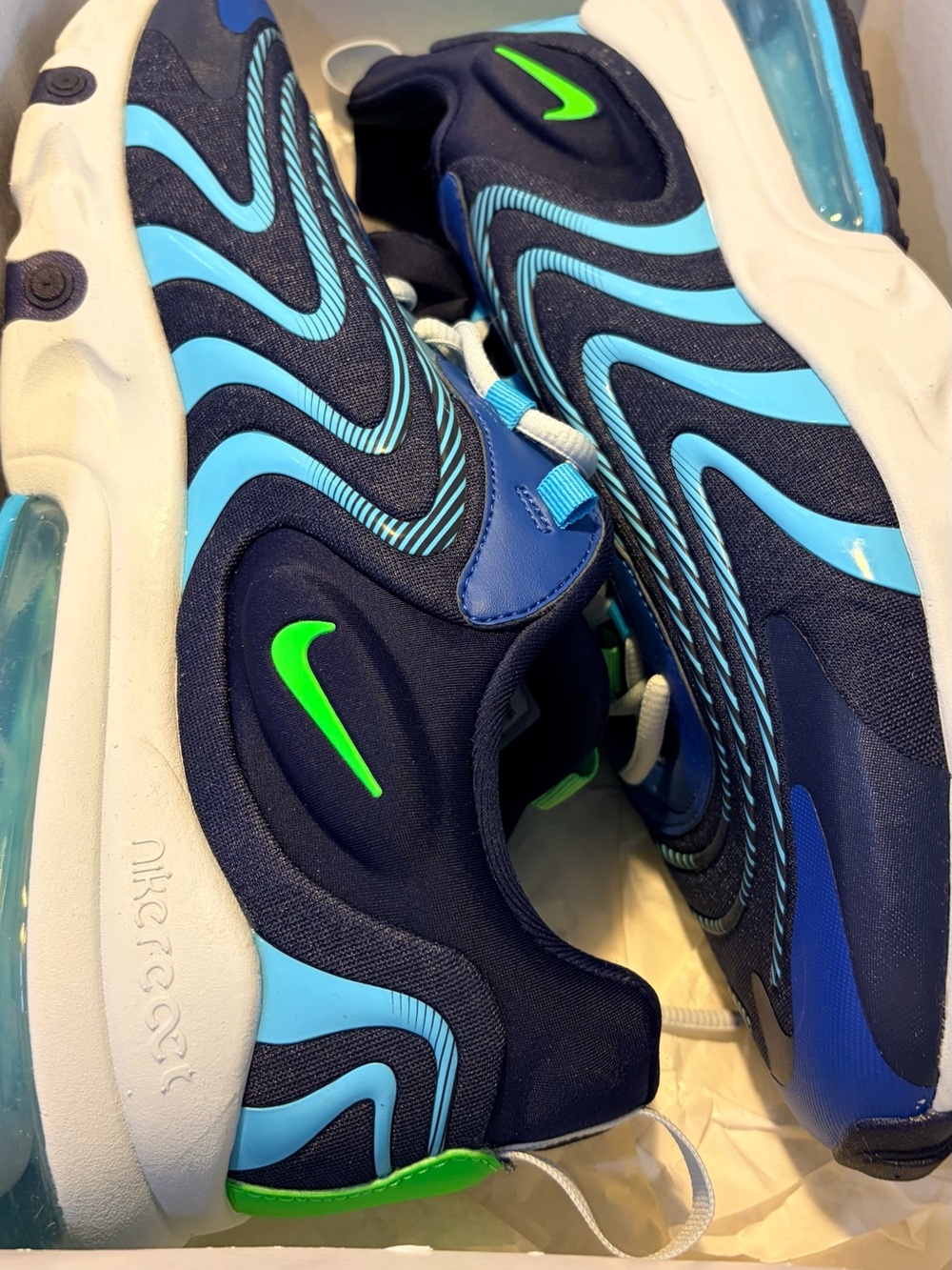 Nike Kids Air Max Navy with Light Blue & Lime Accent Sneakers